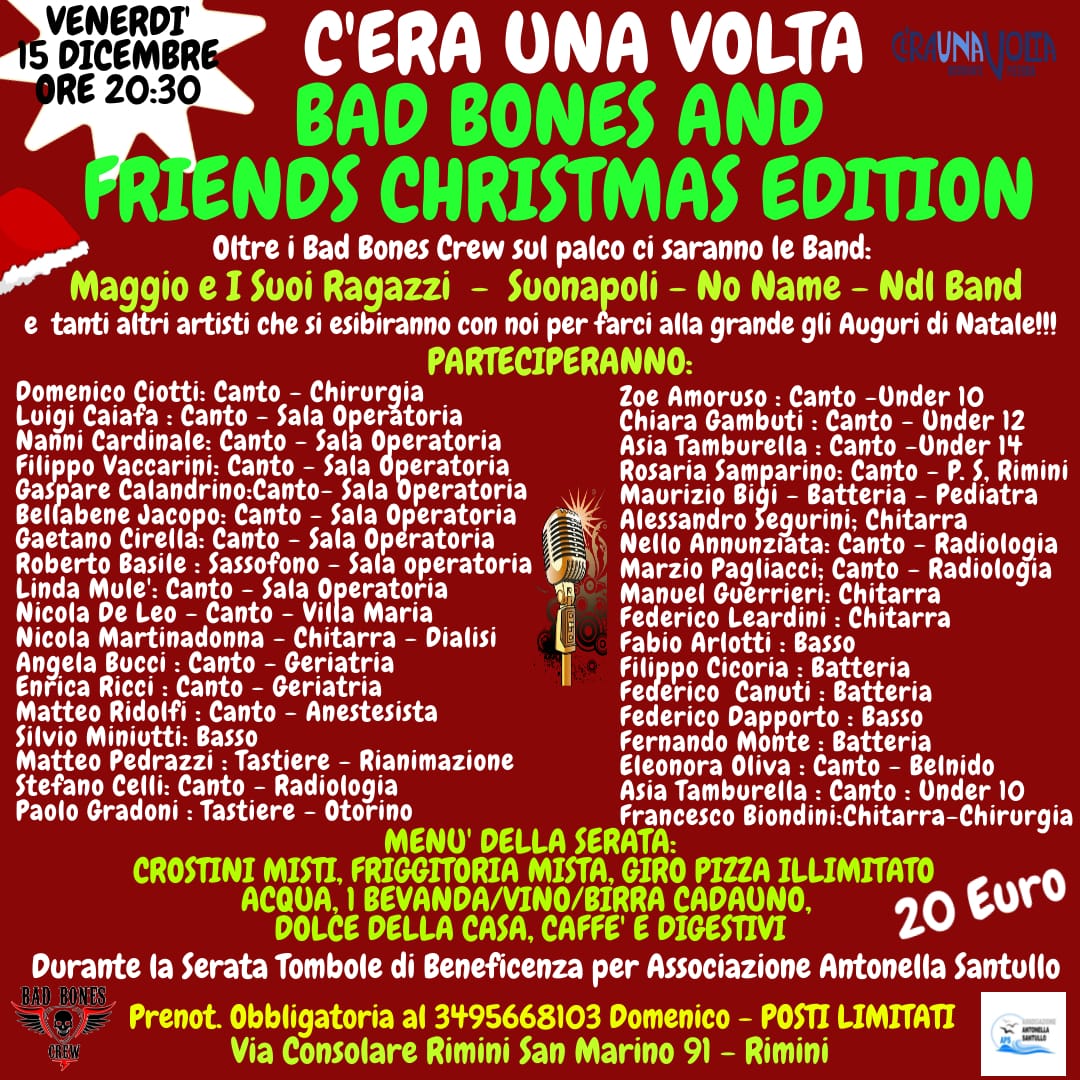 Invito a serata di beneficenza 15 dicembre 2023